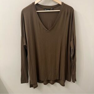 VERSONA women’s dolman sleeve loose fitting solid long sleeve v-Neck top